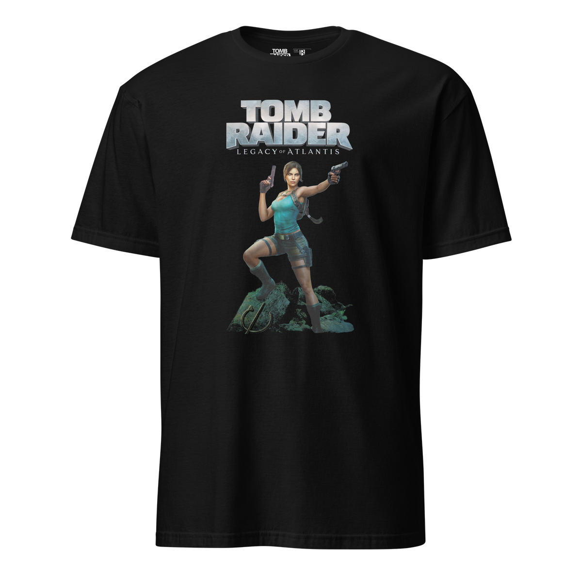 Legacy of Atlantis Lara Croft (Front) - Black T-Shirt