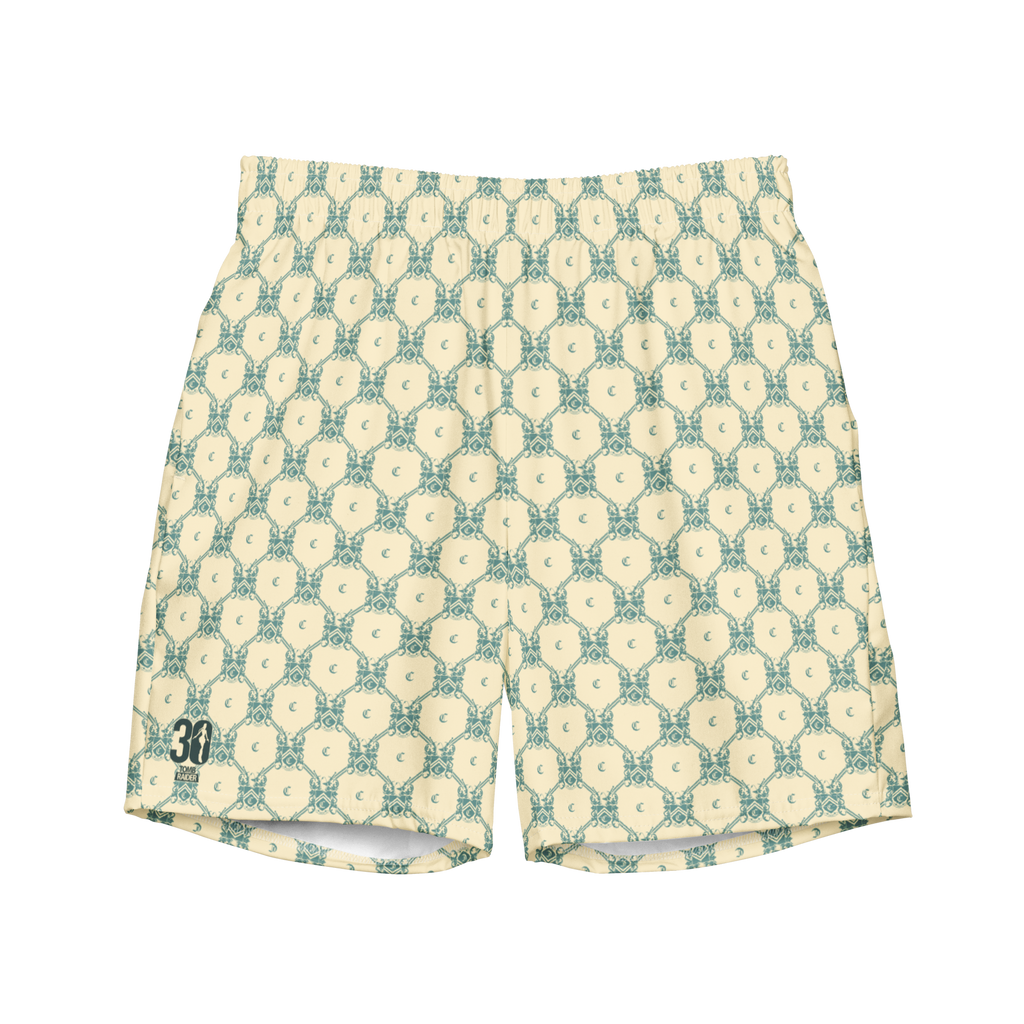 Tomb Raider 30th Anniversary Lara Croft Family Crest Swim Trunks - Blue/cream