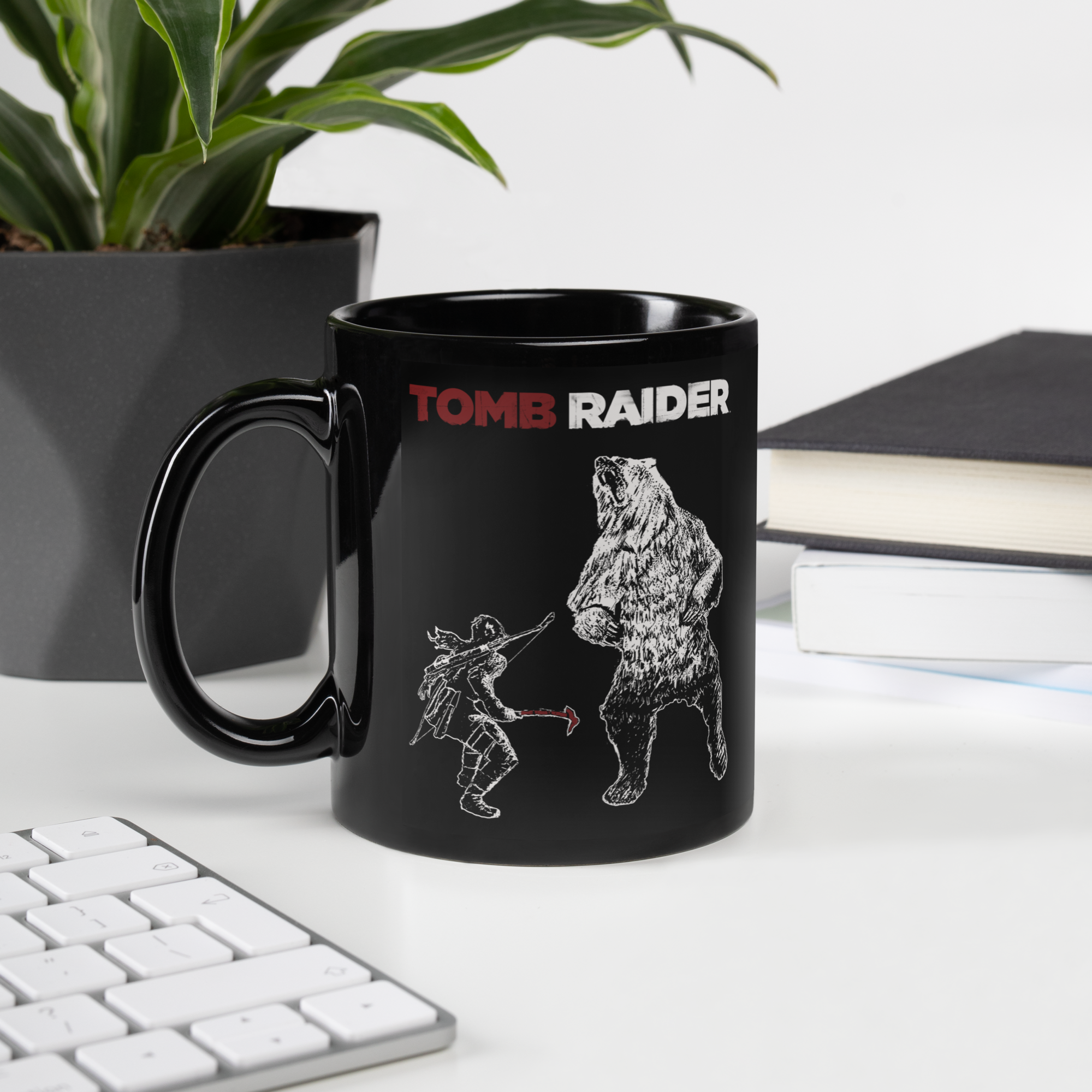 Tomb Raider Lara vs Bear Coffee Mug - Black
