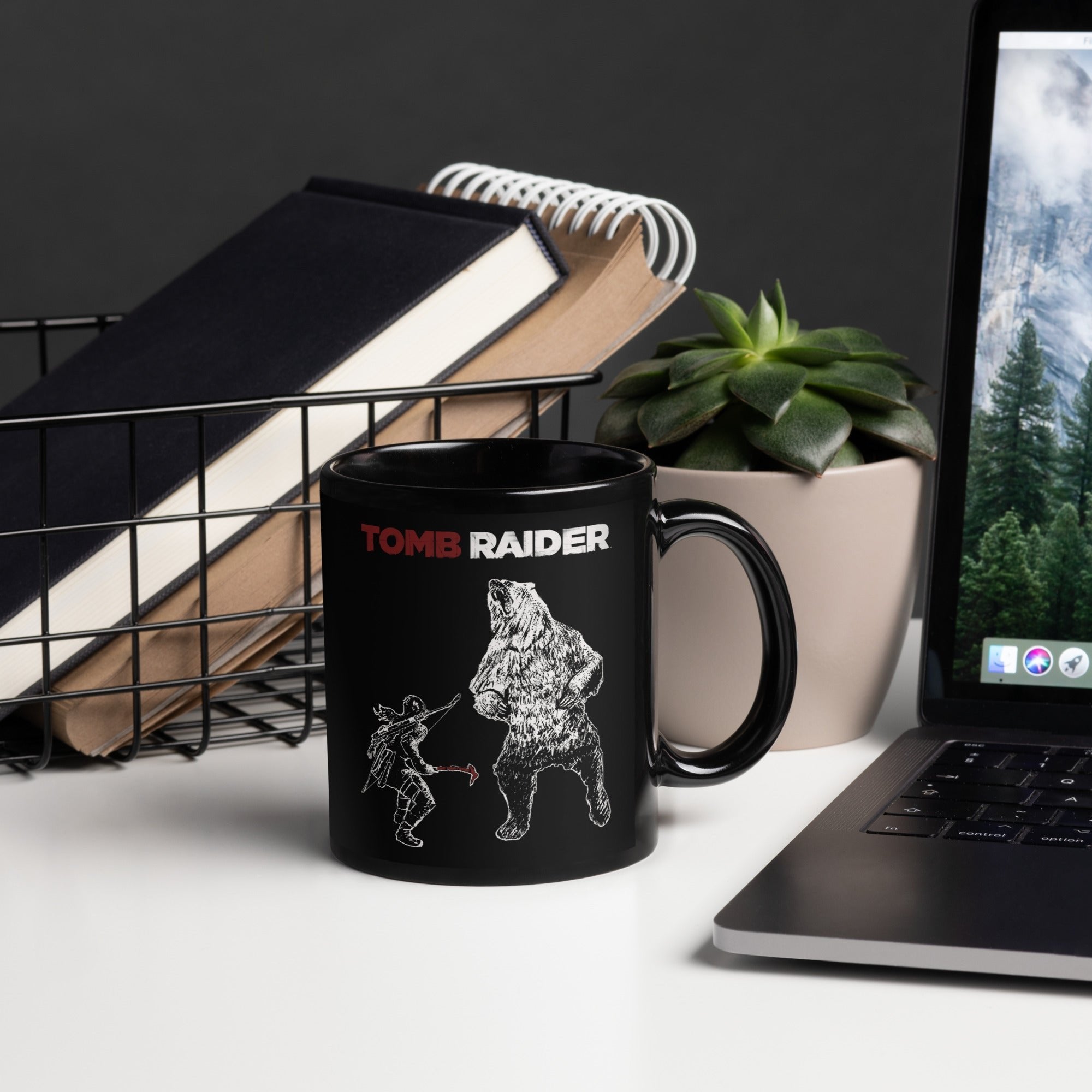 Tomb Raider Lara vs Bear Coffee Mug - Black