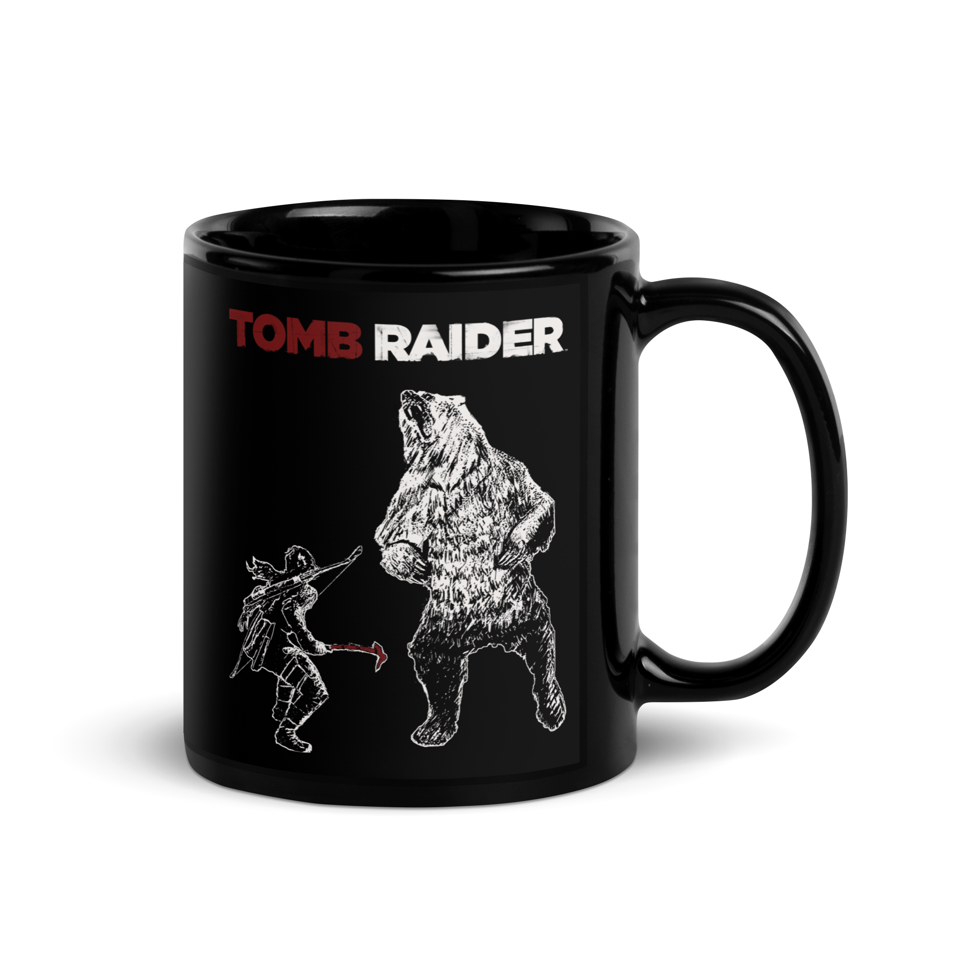 Tomb Raider Lara vs Bear Coffee Mug - Black