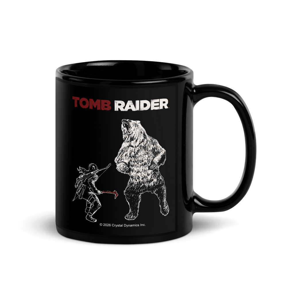 Tomb Raider Lara vs Bear Coffee Mug - Black