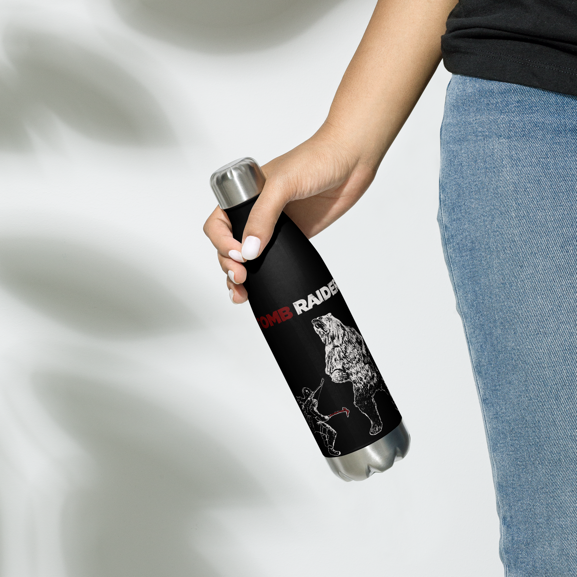 Tomb Raider Lara vs Bear Stainless steel water bottle