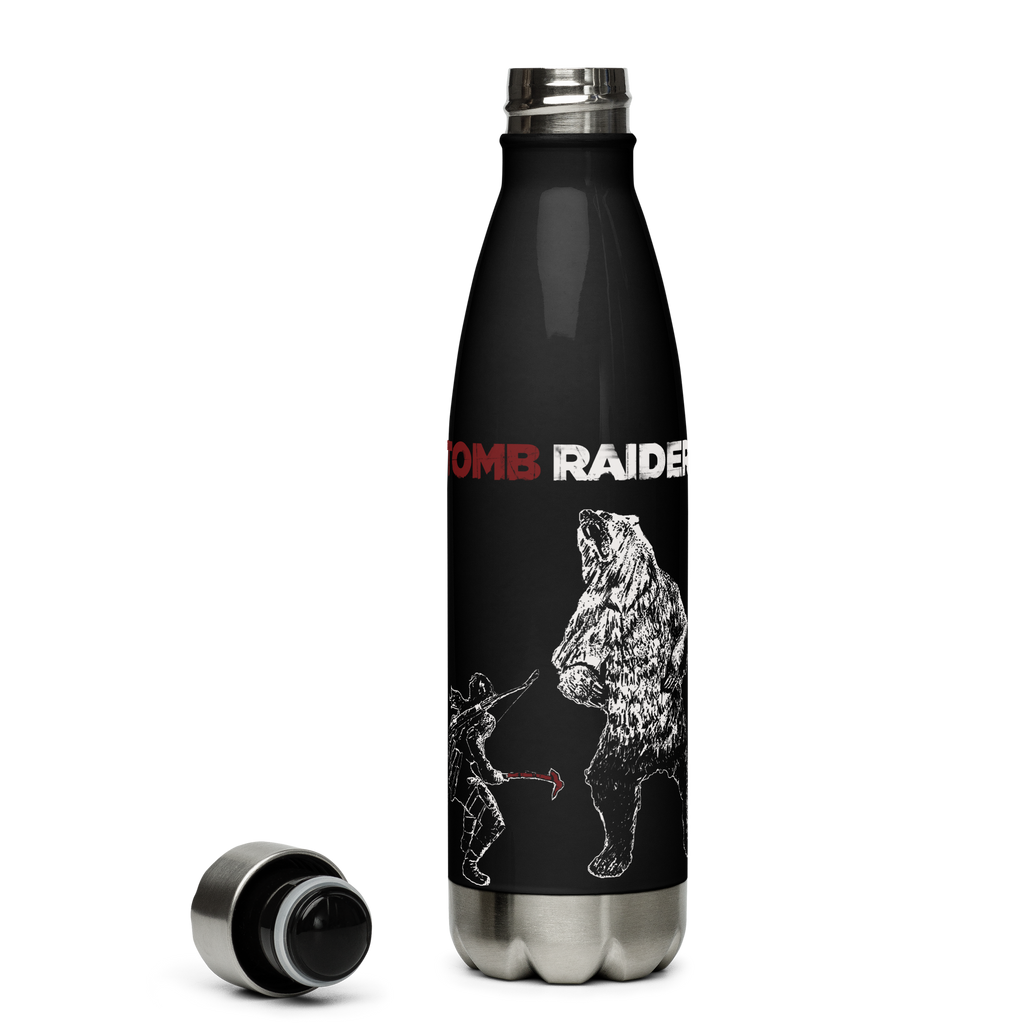 Tomb Raider Lara vs Bear Stainless steel water bottle