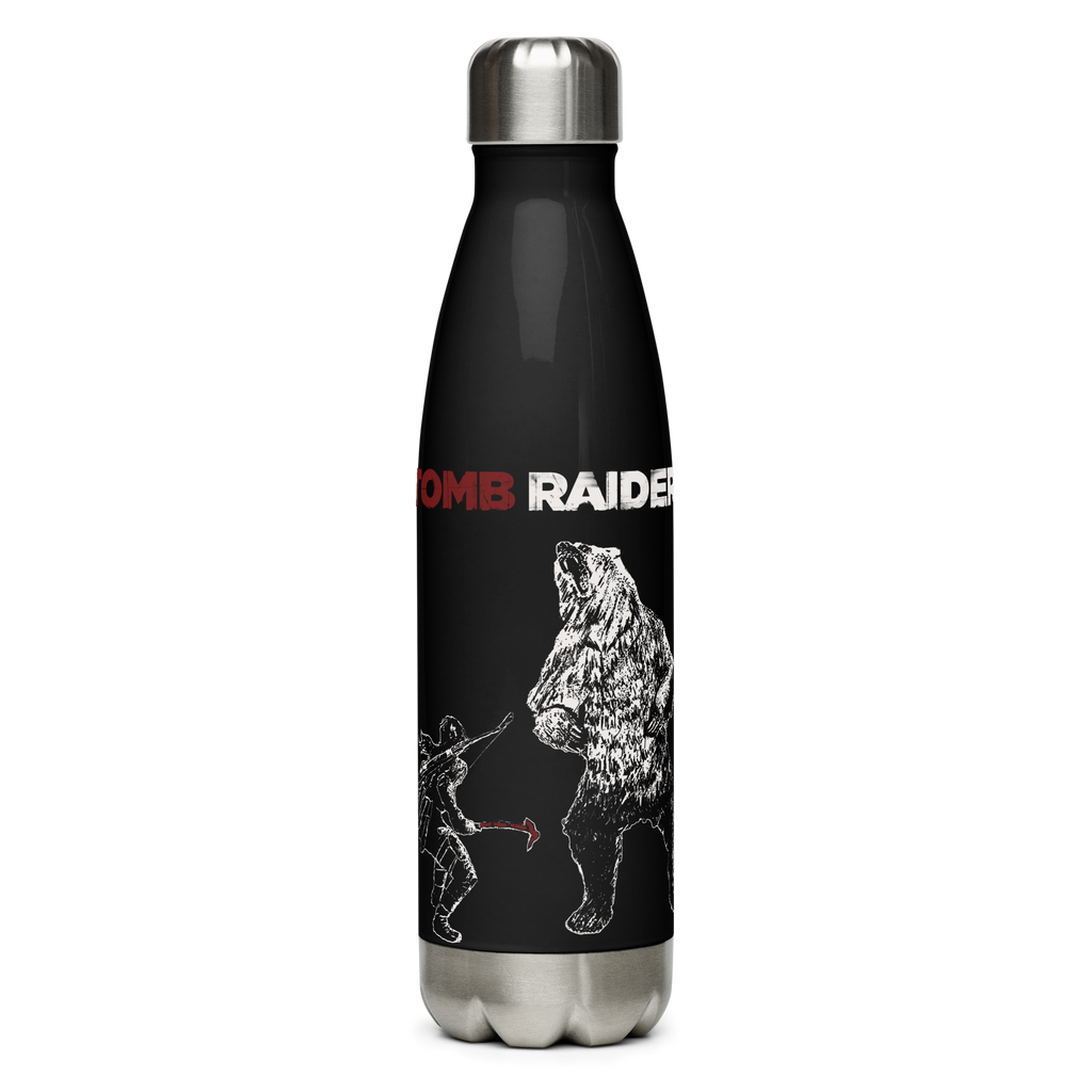 Tomb Raider Lara vs Bear Stainless steel water bottle