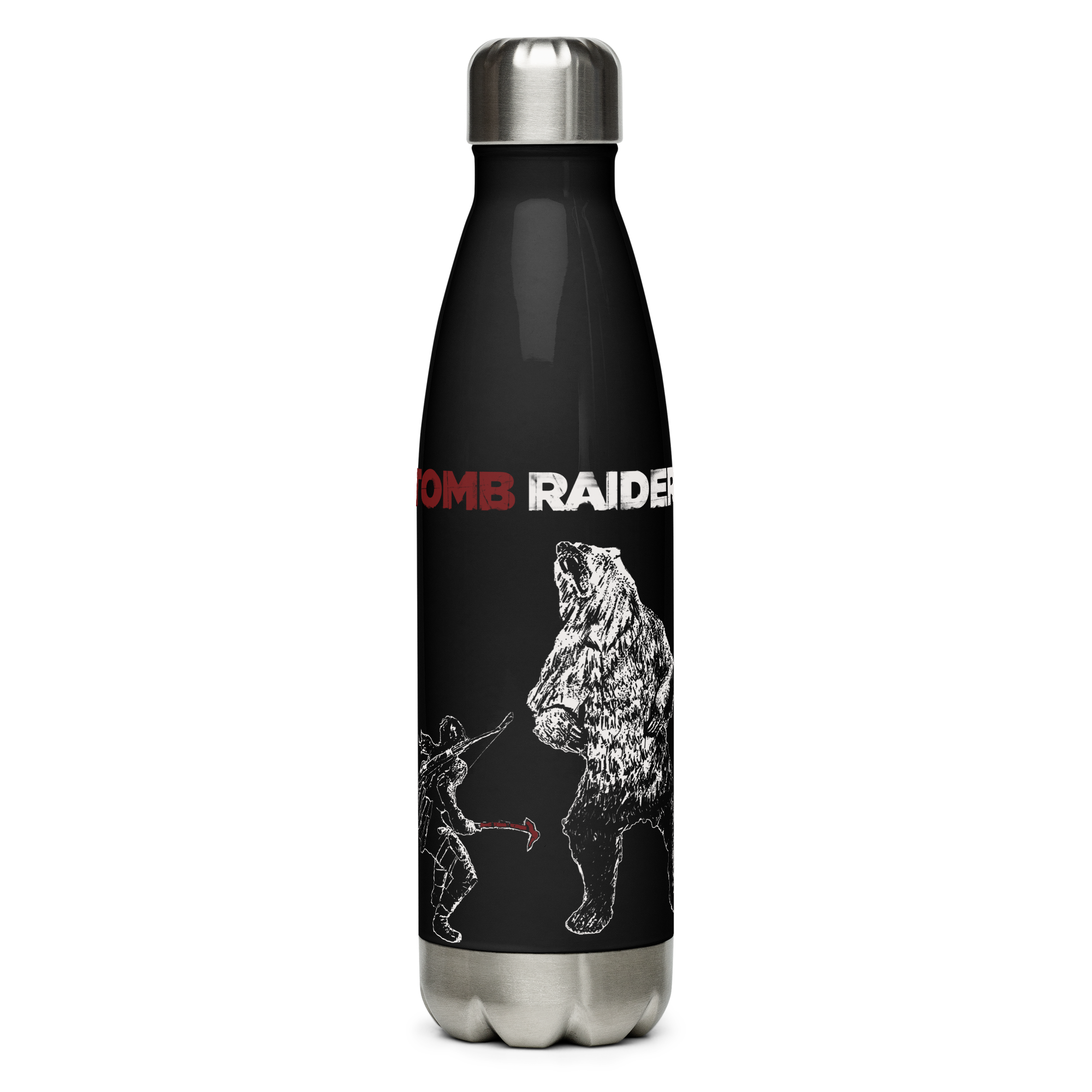 Tomb Raider Lara vs Bear Stainless steel water bottle