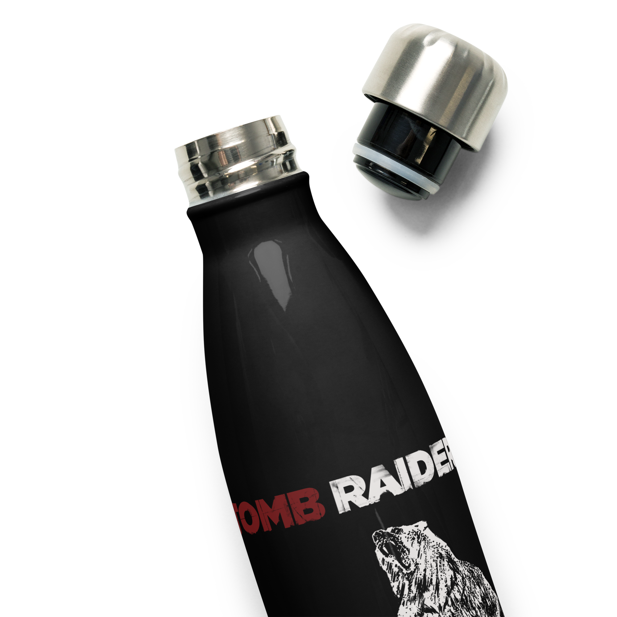 Tomb Raider Lara vs Bear Stainless steel water bottle