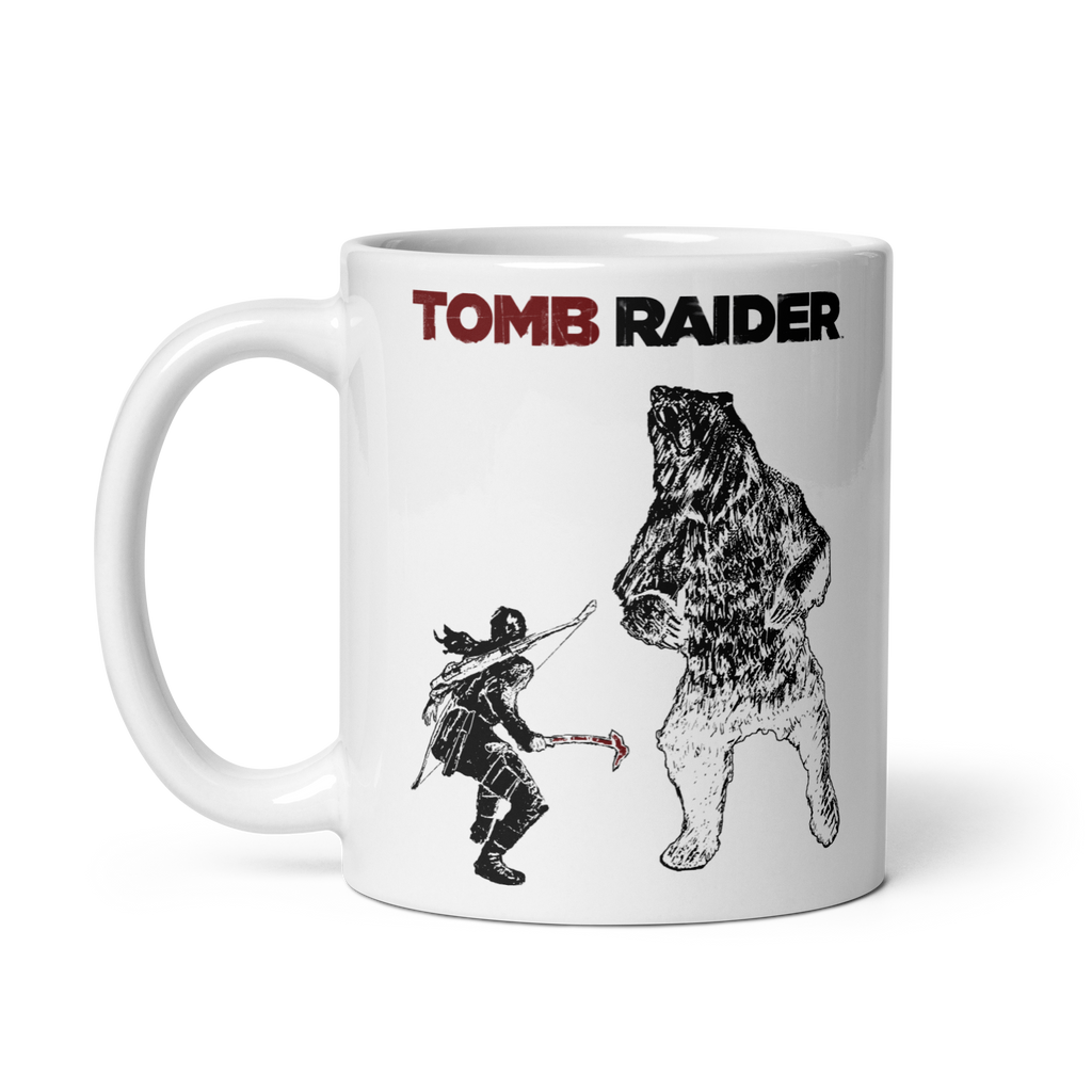Tomb Raider Lara vs Bear Coffee Mug - White
