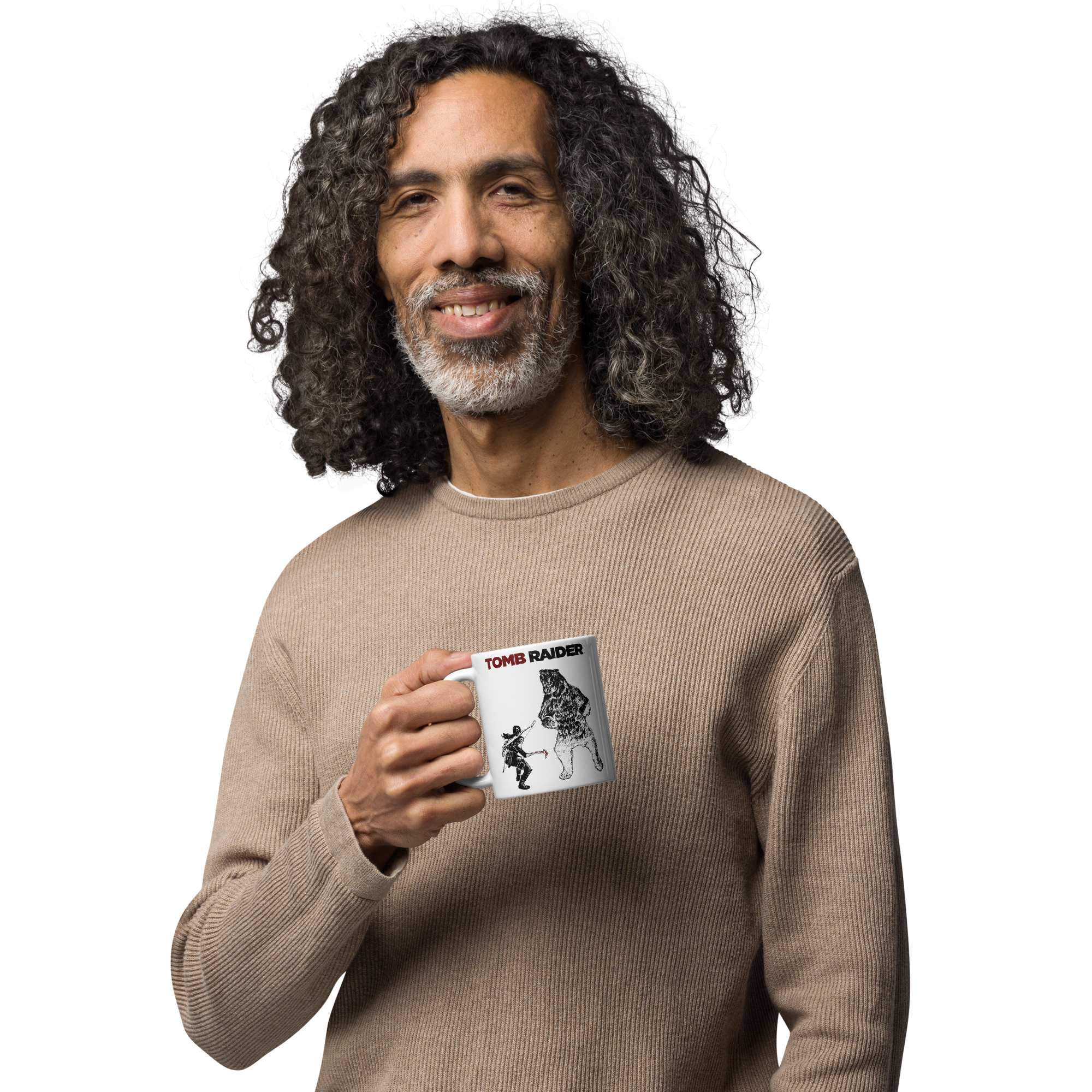 Tomb Raider Lara vs Bear Coffee Mug - White